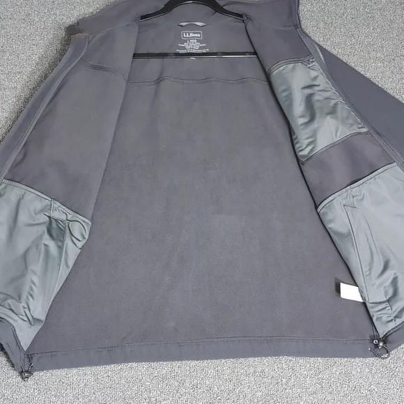 L.L. Bean Windproof Soft Shell Jacket Size Large In Alloy Gray Fleece Lined - Picture 7 of 13
